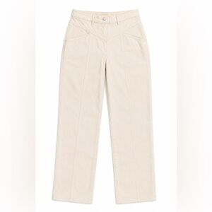 Aritzia Little Moon Cream High Rise Straight Leg Pants Cotton Stretch Size 8